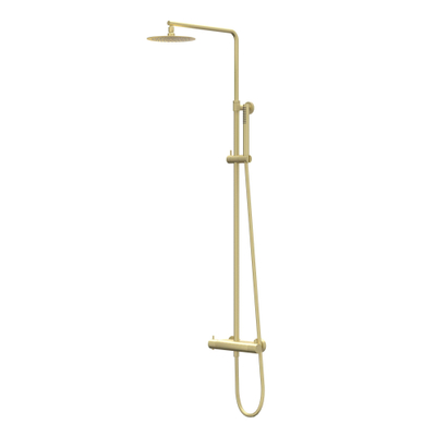 IVY Bond Ensemble de douche pluie - mural - pomme de douche medium 25 cm - douchette stick Or brossé mat PVD