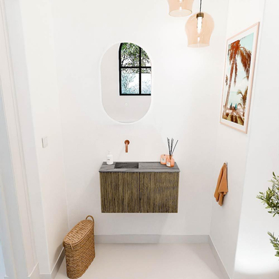 Mondiaz JOYA-DLUX 70cm toiletmeubel - kleur Dusk - Wastafel FAYE positie Links Zonder kraangat kleur Sombra.