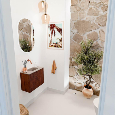 Mondiaz JOYA-DLUX 50cm toiletmeubel - kleur Ruby - Wastafel FAYE positie Midden Zonder kraangat kleur Saba.