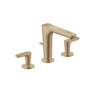 AXOR Citterio C wastafelkraan - cubic cut - 3-gats - met trekwaste - geborsteld brons