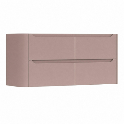 H&R Badmeubelen Juice Wastafelonderkast - 120x45x50cm - linkerhoek afgerond - 4 lades - geïntegreerde greep - strawberry