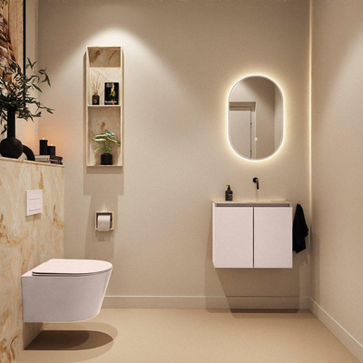 MONDIAZ TURE-DLUX Meuble de WC 60cm Rosee. EDEN lavabo Frappe position droite. Sans trou de robinet.