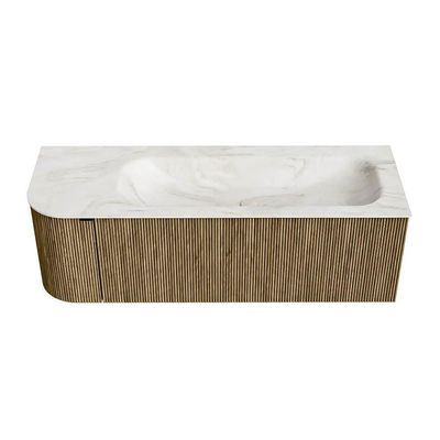 Mondiaz KURVE-DLUX Badkamermeubelset - 135x46x40cm - 1 lade - 1 deur - wastafel solid surface - rechts - zonder kraangat - Dusk