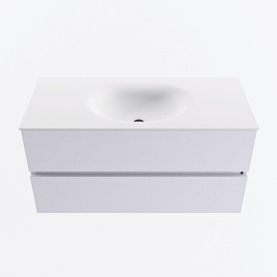 Mondiaz VICA Ensemble meuble de salle de bains - 100cm - cale - 2 tiroirs - Lavabo MOON - au milieu - 1 trou de robinet - couleur talc - version XL 60cm de hauteur