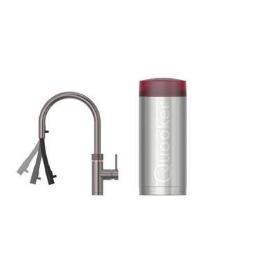 Quooker BE flex kokendwaterkraan - draaibare & uittrekbare uitloop - Combi+ reservoir - Warm / kokend water - Gun metal