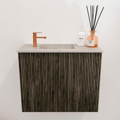 Mondiaz JOYA-DLUX 50cm toiletmeubel - kleur Shadow - Wastafel FAYE positie Links 1 kraangat kleur Opalo.