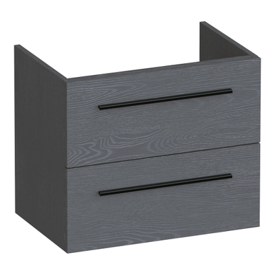 BRAUER Trust meuble sous-lavabo peu profond 60 sans poignées rapportées 2 tiroirs à fermeture douce et 1 découpe pour siphon - Timber Grey
