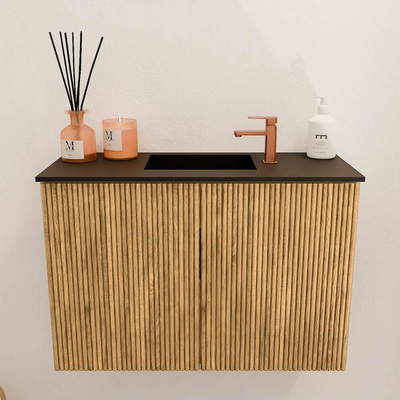 Mondiaz JOYA 60cm toiletmeubel - kleur Oak - Wastafel FAYE positie Midden 1 kraangat kleur Urban.