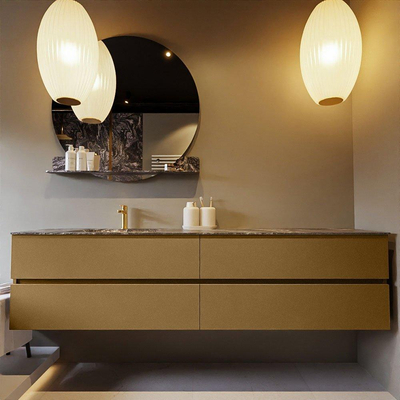 Mondiaz VICA-DLUX ensemble de meuble de salle de bain - 200cm - meuble sous-vasque oro - 4 tiroirs - lavabo encastrée cloud gauche - 1 trou de robinet - version haute de 60cm - lave