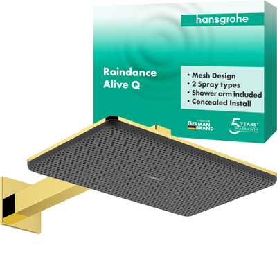 Hansgrohe Raindance alive hoofddouche 210/340 2 jet wand Polished Gold Optic (goud)