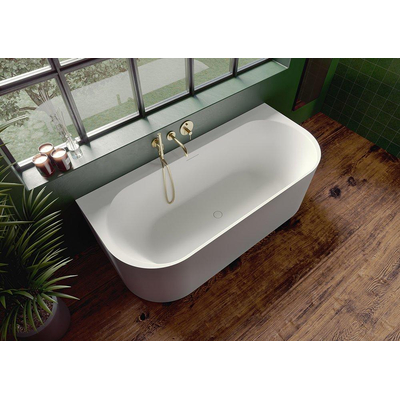 Baignoire Riho Valor semi-îlot - 180x80x56cm - semi-îlot - solid surface - blanc mat