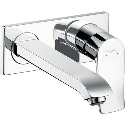 Hansgrohe Metris Afbouwdeel - voor inbouw wandkraan - inclusief uitloop 22 - 5cm - inclusief afvoerplug - 50001 - hoogglans chroom