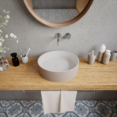 Ideavit Solidthin Vasque à poser - 40x40x12.5cm - Solid surface - Rond - Beige mat