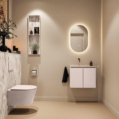 MONDIAZ TURE-DLUX Meuble de WC 60 cm Rosee. Lavabo EDEN Glace position gauche. Sans trou de robinet.