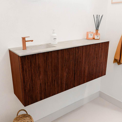 Mondiaz JOYA-DLUX 100cm toiletmeubel - kleur Ruby - Wastafel FAYE positie Links 1 kraangat kleur Ostra.