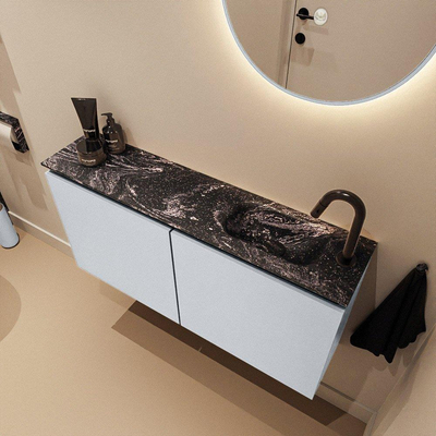 MONDIAZ TURE-DLUX Meuble WC 100 cm Clay. Lavabo EDEN Lava position à droite. Avec 1 trou de robinet.
