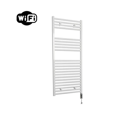 Sanicare HVW Elektrische Radiator - 111.8x60cm - 730W - wifi - thermostaat - chroom - rechtsonder - wit