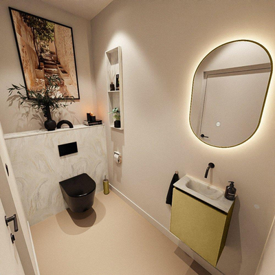 MONDIAZ TURE-DLUX Meuble toilette - 40cm - Oro - EDEN - vasque Ostra - position centrale - sans trou de robinet