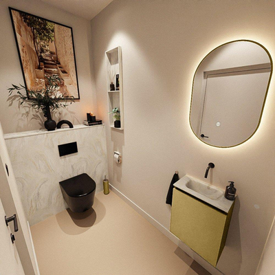 MONDIAZ TURE-DLUX Meuble WC 40 cm Oro. EDEN lavabo Ostra position milieu. Sans trou de robinet.