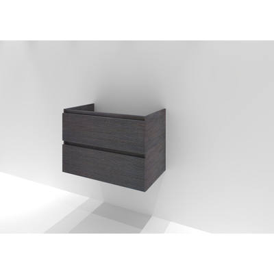 HR badmeubelen Infinity Meuble sous lavabo - 80x44.8x55cm - façade 3D - 2 tiroirs - sans poignée - wengé
