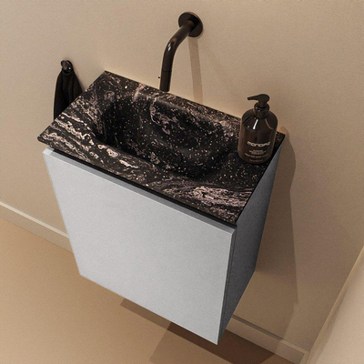 MONDIAZ TURE-DLUX meuble WC 40 cm Plata. Lavabo EDEN Lava position centrale. Sans trou de robinet.
