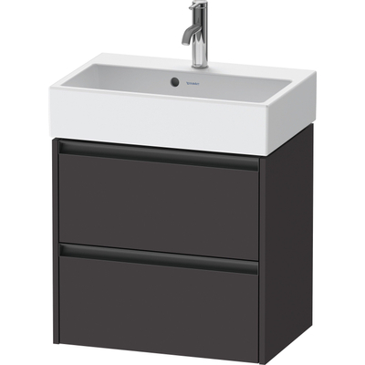 Duravit Ketho.2 Wastafelonderbouwkast - met 2 laden - 58.4x39x54.9cm - met grepen antracietgrafiet - supermat grafiet (grijs)
