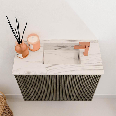 Mondiaz JOYA-DLUX Meuble de toilette 50cm - couleur Shadow - Lavabo FAYE position Droite 1 trou de robinet couleur Nata.