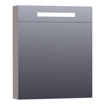 BRAUER Promise Deluxe armoire de toilette - 60x70x15cm - avec éclairage direct 1 porte miroir double face à gauche mate taupe