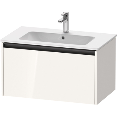 Duravit Ketho.2 Wastafelonderbouwkast - met 1 lade - 81x48x44cm - met greep antraciet - hoogglans wit