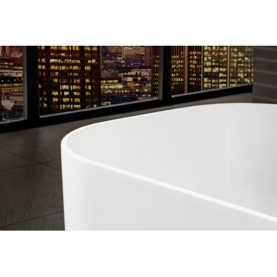 Villeroy & Boch finion kunststof - vrijstaand duobad quaryl ovaal - 170x70x48cm - inclusief push to open afvoerplug + overloop chroom/wit - wit chroom