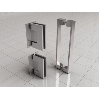Wiesbaden Less Ensemble charnières et poignée pour porte niche sans profil acier brossé