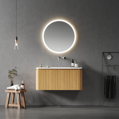 Saniclass Terra Meuble de salle de bains vasque - 101x46x1,2cm - angles arrondis - 1 vasque - sans trou de robinet - solid surface - blanc mat