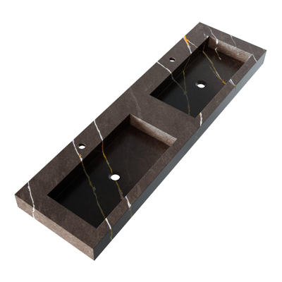 BRAUER Coral lavabo - 160x46x10cm - 2 vasques - 2 trous de robinet - composite - aspect marbre - Copper Brown