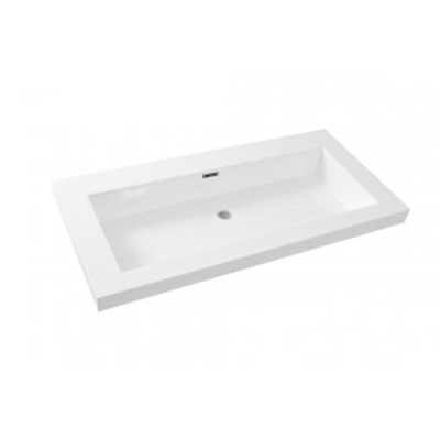 Wiesbaden Vision lavabo simple sans trou de robinet 100x46x5,5 cm en marbre synthétique brillant blanc