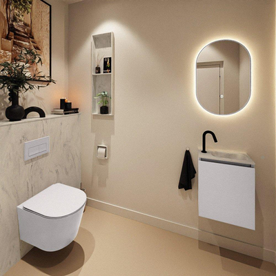 MONDIAZ TURE-DLUX Meuble toilette - 40cm - Cale - EDEN - vasque Opalo - position droite - 1 trou de robinet