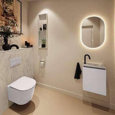MONDIAZ TURE-DLUX Meuble WC 40 cm Cale. EDEN lavabo Opalo position droite. Avec 1 trou de robinet.