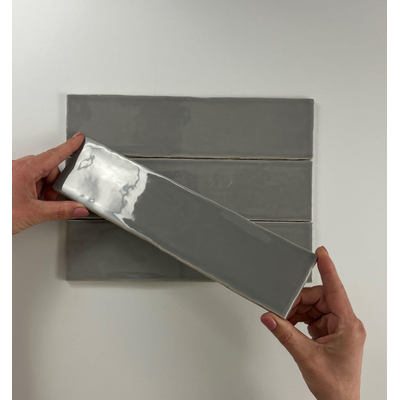 ÉCHANTILLON Terravito Pavero carreau mural - 7.5x30cm - 8.6mm - Rectangulaire - Gris brillant
