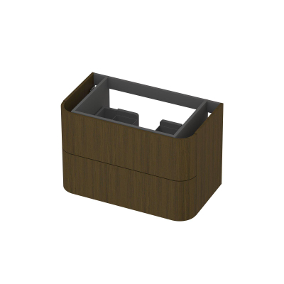 INK Concept R Meuble sous-lavabo - 80x45x52cm - 2 tiroirs - poignées en applique - coins arrondis - MDF - shadow veneer