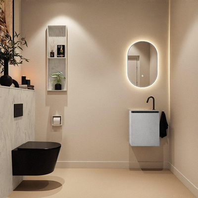 MONDIAZ TURE-DLUX 40cm toiletmeubel Plata. EDEN wastafel Opalo positie links. Met 1 kraangat.