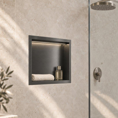 Fortifura Galeria Inbouwnis - 30x30x7cm - LED verlichting - gunmetal (antraciet)