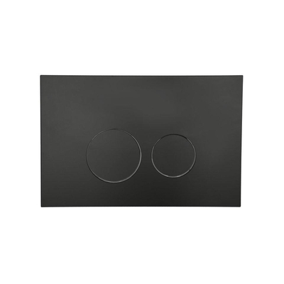 QeramiQ Dely Swirl Ensemble WC Compact - réservoir encastré QeramiQ flush - abattant fin - plaque de commande en plastique noir mat - boutons ronds - blanc brillant