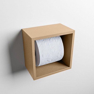 Mondiaz EASY Porte-rouleau de papier toilette - CUBE 169 - 16x16x16cm - solid surface - Oro