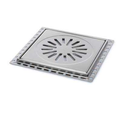 Aquaberg Siphon de rénovation avec grille en inox 20x20cm hauteur d'installation 9mm