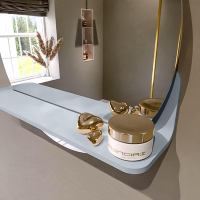 Mondiaz SPOT spiegel – Ø50 cm – met planchet – Clay (bruin)