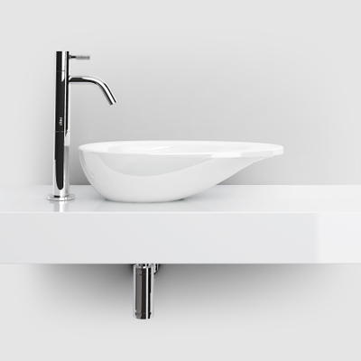 Clou First vasque de lavabo 36x21,8cm sans trou de robinet avec bonde Céramique Blanc
