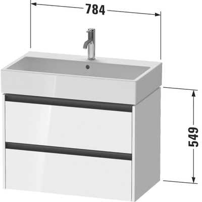 Duravit Ketho 2 meuble bas sous lavabo avec 2 tiroirs 78.4x46x54.9cm avec poignées anthracite blanc super mat