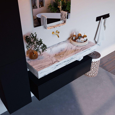 Mondiaz ALAN-DLUX Ensemble de meuble - 120cm - meuble Urban mat - 1 tiroir - Lavabo Cloud Glace suspendu - vasque Centre - 0 trous de robinet