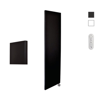 Sanicare HVS Denso Elektrische Radiator - 180x40cm - 948W - met afstandsbediening - thermostaat - chroom - rechtsonder - zwart
