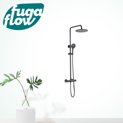 FugaFlow Eccelente Sobrado Badkamer Regendoucheset - thermostatisch - hoofddouche 25cm - ronde handdouche - mat zwart - Black Friday -