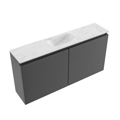 MONDIAZ TURE-DLUX 100cm toiletmeubel Dark Grey. EDEN wastafel Opalo positie midden. Met 1 kraangat.